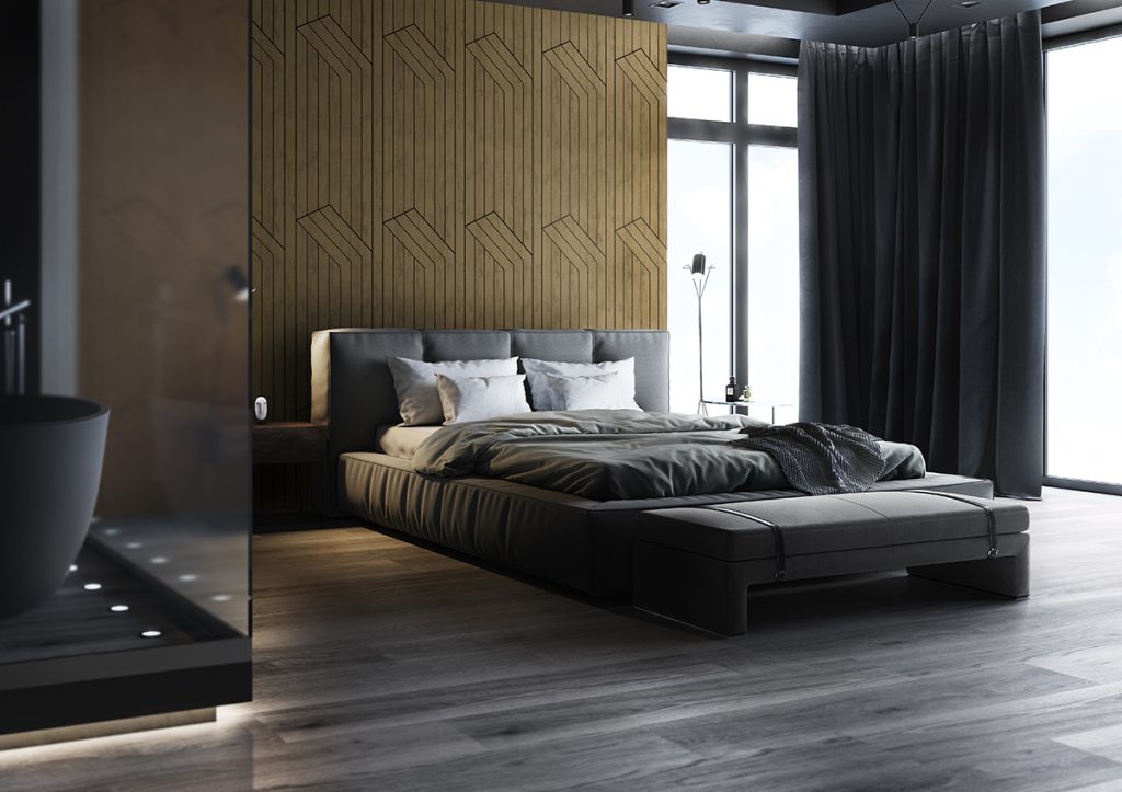 Arquitectura interior dormitorio gold