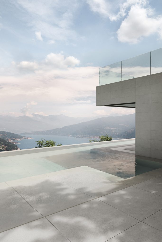 Elegancia y el lujo de una piscina infinity en este diseño 3D.