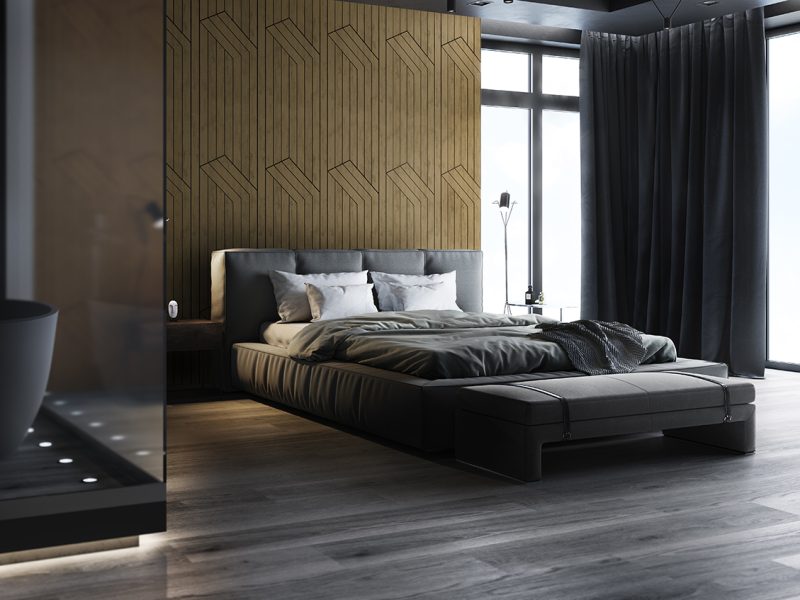 Arquitectura interior dormitorio gold